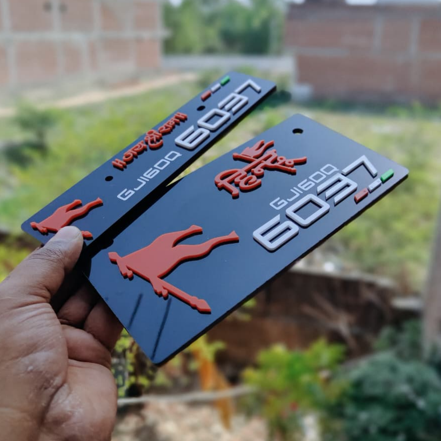 Premium 3D Hindu Stylish Bike Plate | Black