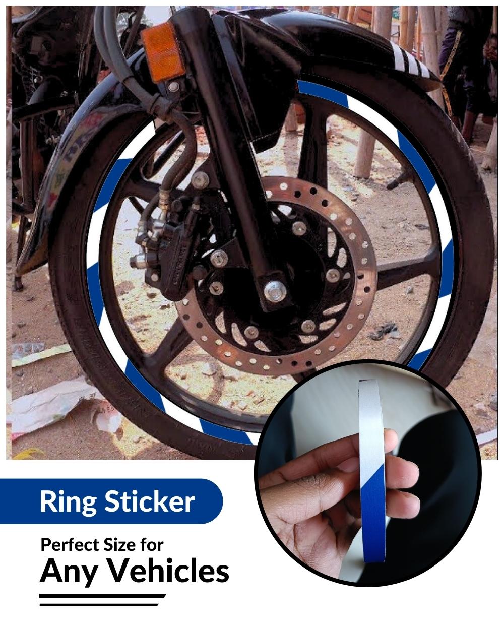 Bike Ring Creative Vinyl Radium Sticker ( Blue & White Color )