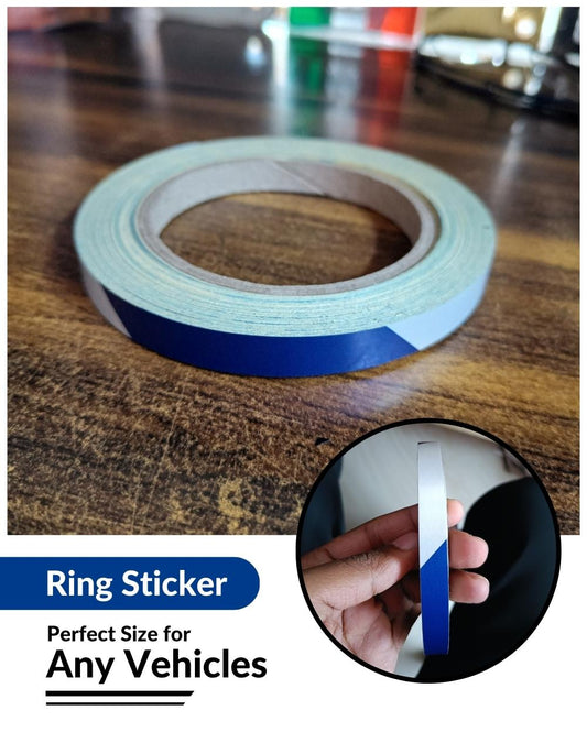 Bike Ring Creative Vinyl Radium Sticker ( Blue & White Color )