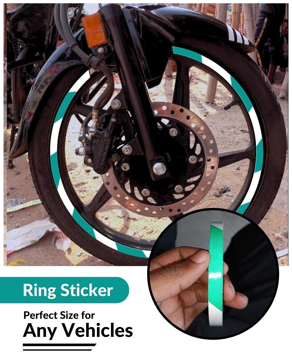 Bike Ring Creative Vinyl Radium Sticker ( Green & White Color )