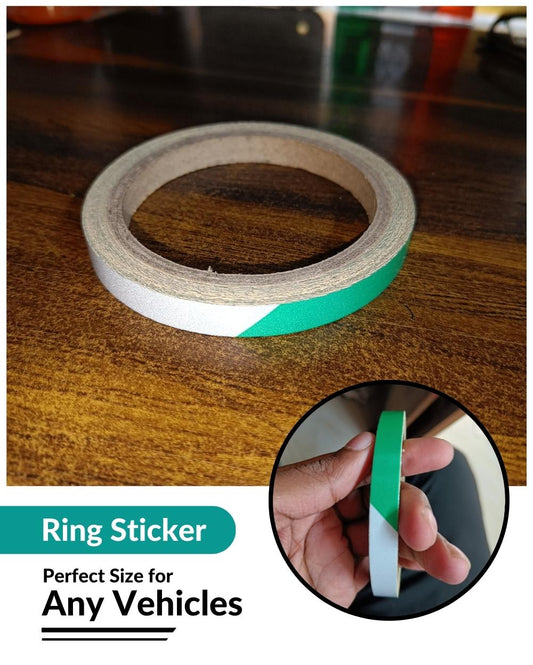 Bike Ring Creative Vinyl Radium Sticker ( Green & White Color )