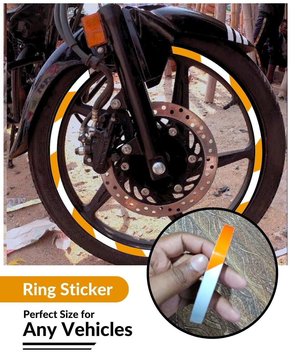 Bike Ring Creative Vinyl Radium Sticker ( Orange & White Color )