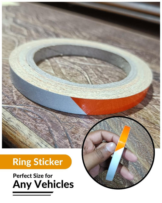 Bike Ring Creative Vinyl Radium Sticker ( Orange & White Color )