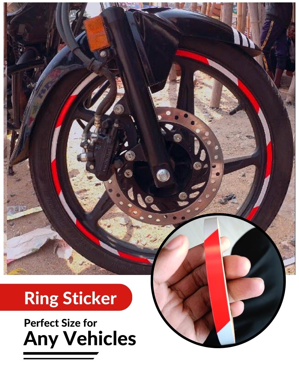 Bike Ring Creative Vinyl Radium Sticker ( Red & White Color )
