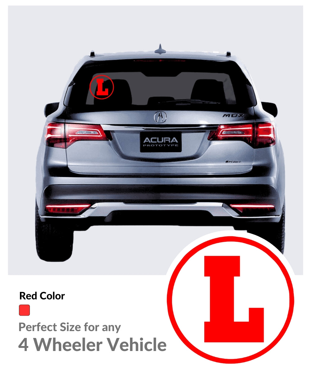 Learning Sticker for New Driver , L-Sign for Car Sticker ( Colour - Red )