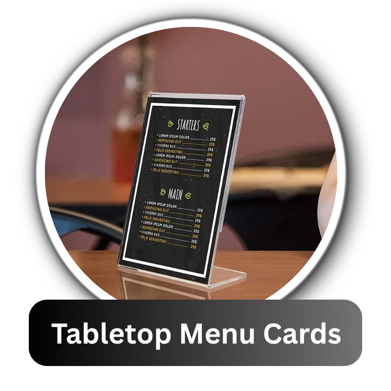 Tabletop Menu Cards – Custom Acrylic Display Stands