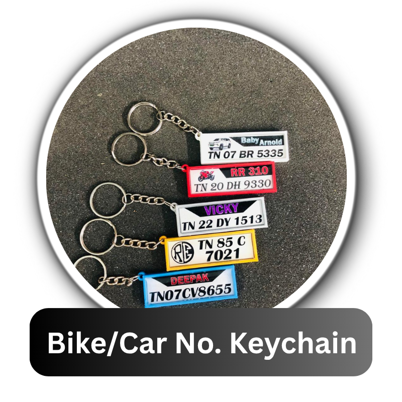 Bike & Car Number Keychains – Custom Mini Plates
