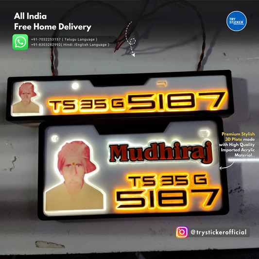Mudhiraj Lighting 3D Number Plate