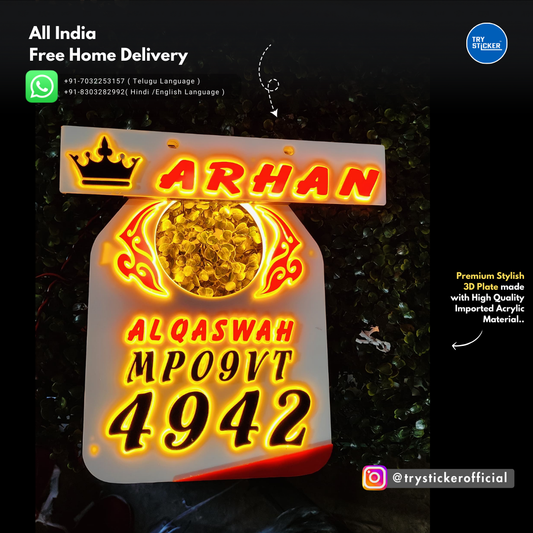 Bullet LED Lighting 3D Number Plate