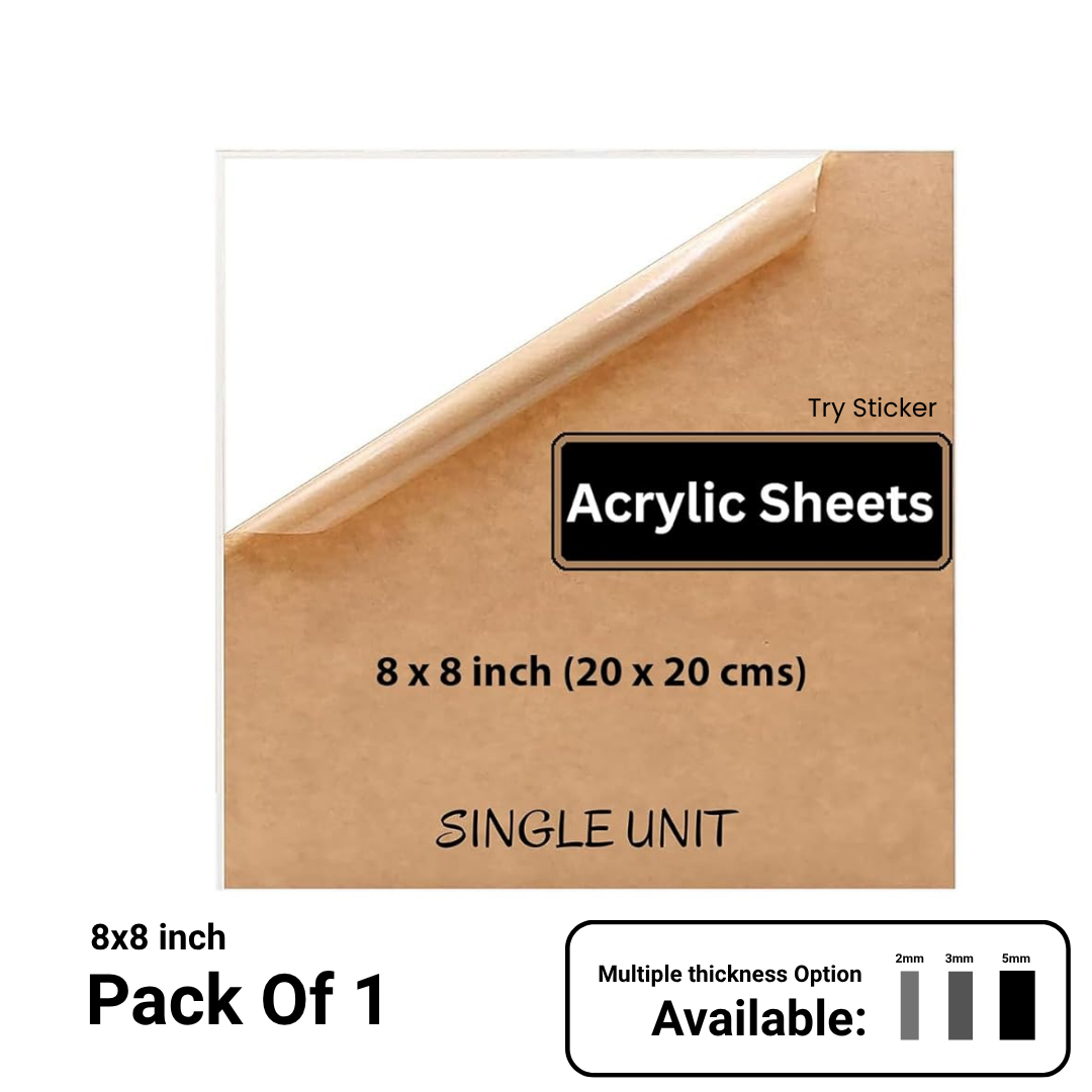 Transparent Acrylic Sheets Plexiglass Sheets  for DIY Art & Craft 8x8 inch