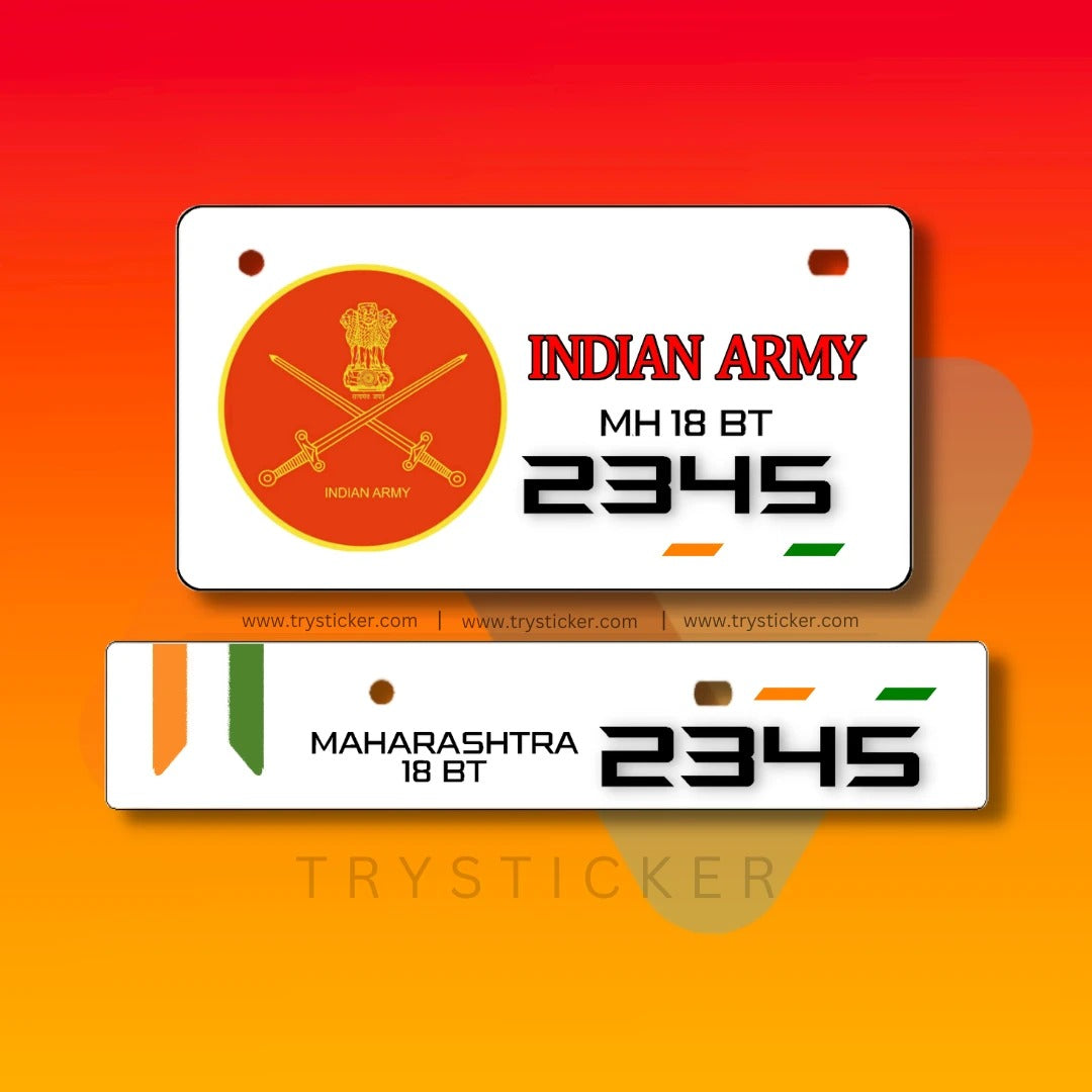 3D INDIAN ARMY Number Plate