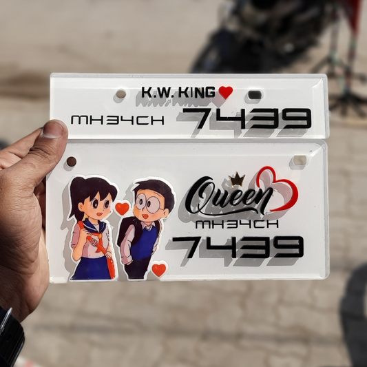 new trendy 3d shizuka and nobitha bike number plate