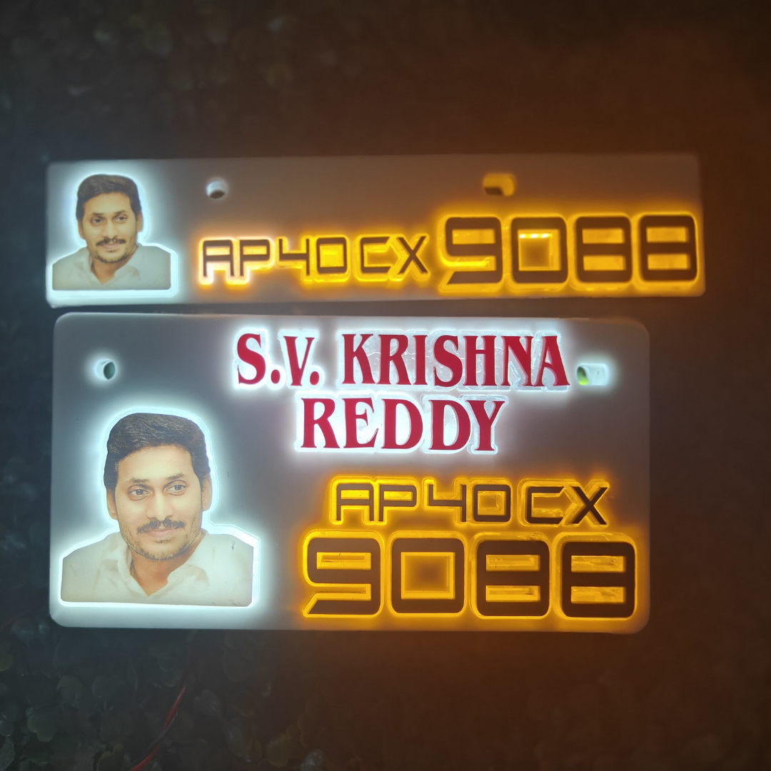 YS Jagan Lighting 3D Number Plate