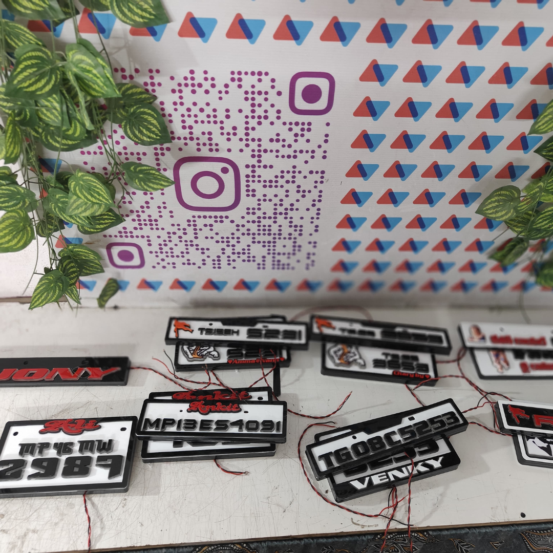 Antah Asti Prambh Lighting 3D Number Plate