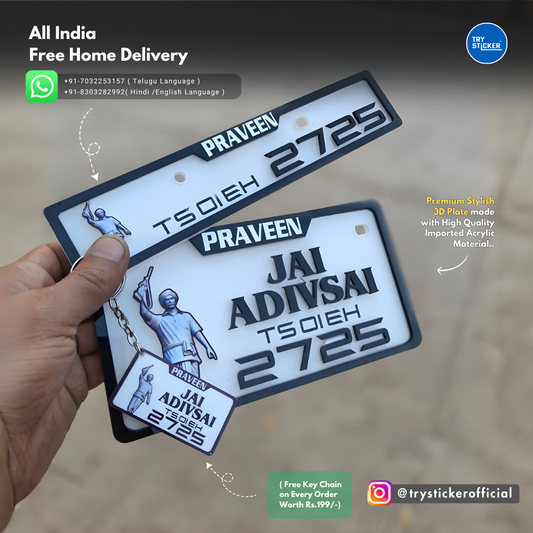 Jai Adivasi 3D Number Plate