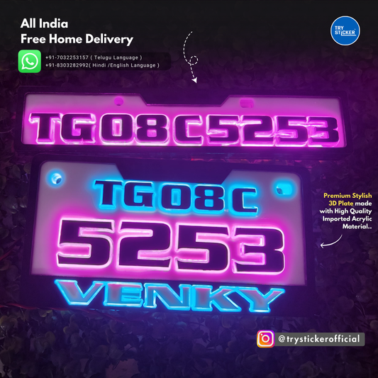 Premium LED Lighting 3D Number Plate