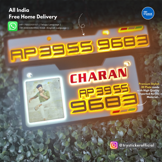 Photo Lighting 3D Number Plate