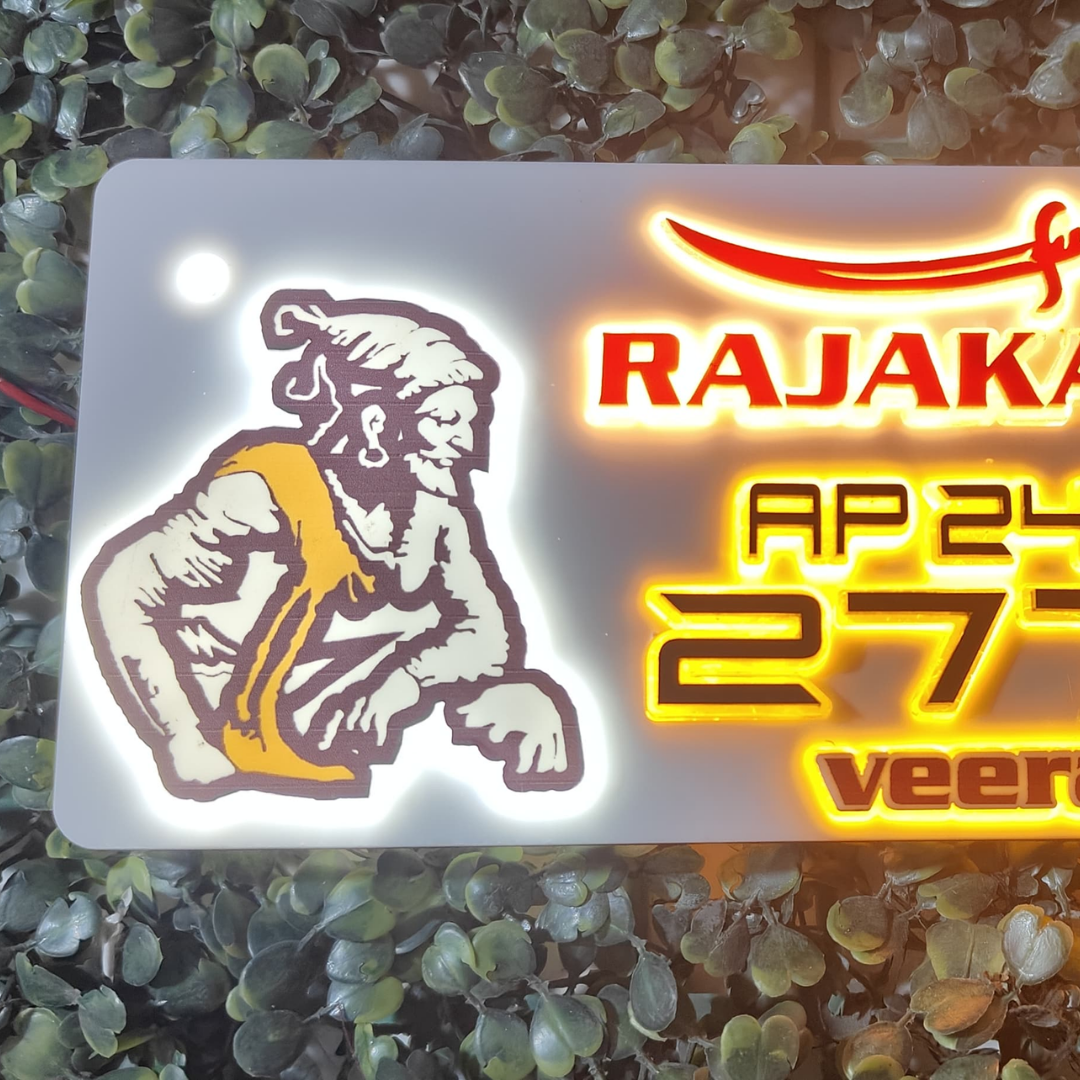 Rajaka's Lighting 3D Number Plate