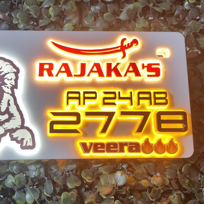 Rajaka's Lighting 3D Number Plate
