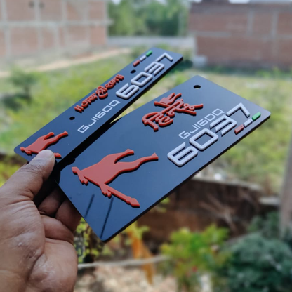 Premium 3D Hindu Stylish Bike Plate | Black