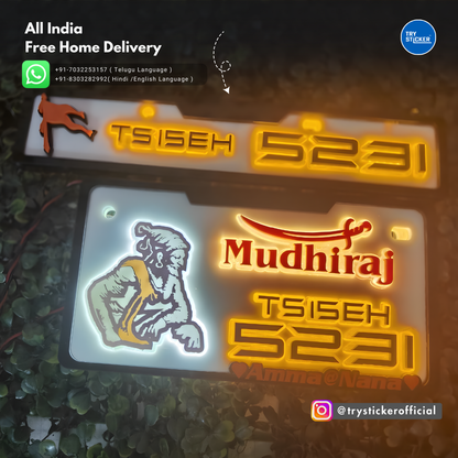 Mudhiraj LED Lighting 3D Number Plate
