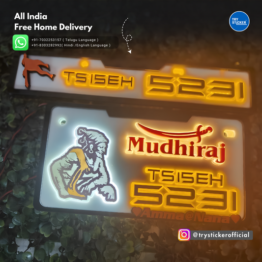 Mudhiraj LED Lighting 3D Number Plate