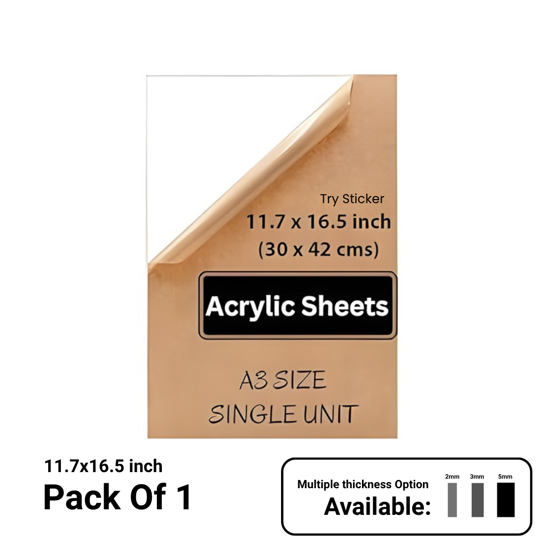 Transparent Acrylic Sheets Plexiglass Sheets for DIY Art & Craft A3 Size