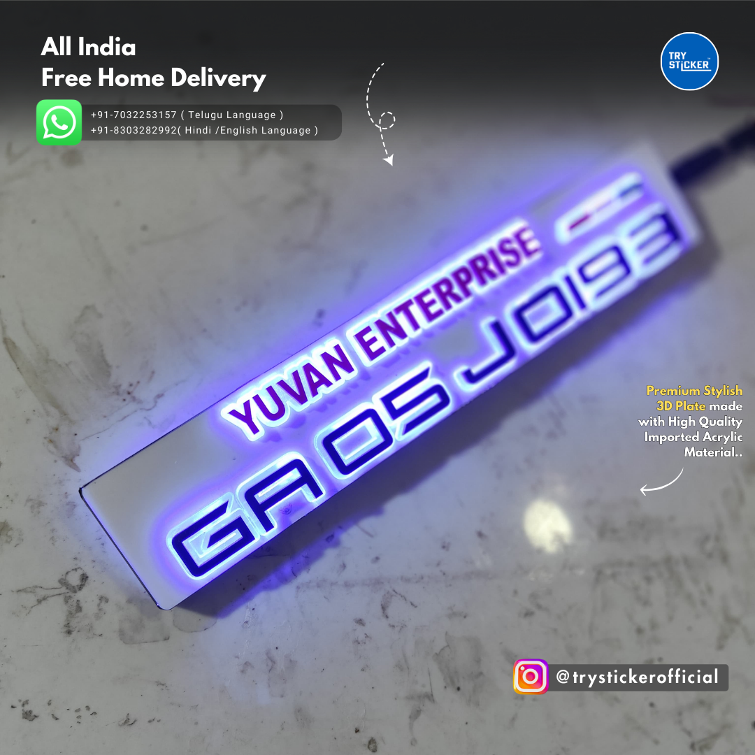 LED Lighting 3D Number Plate