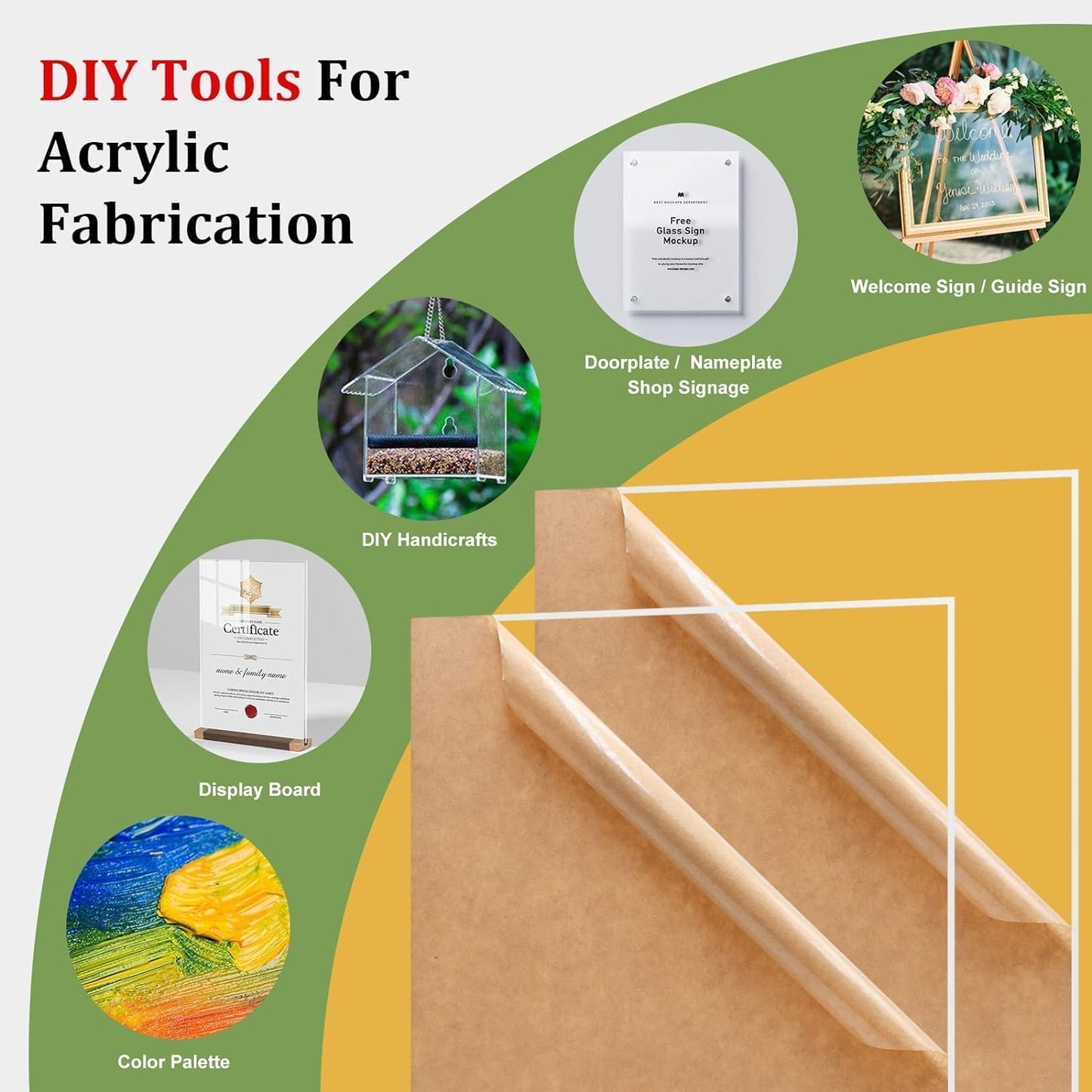 Clear/Transparent Acrylic 1 pieces Plexiglass Sheet 12"x18" DIY Projects