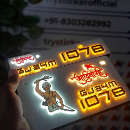 Aadiwasi 3D Light Number Plate