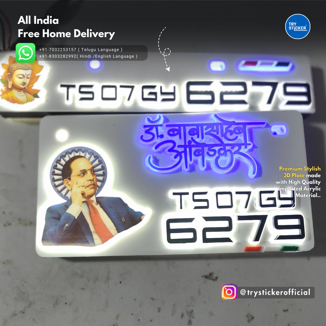 Dr.BR Ambedkar Lighting 3D Number Plate