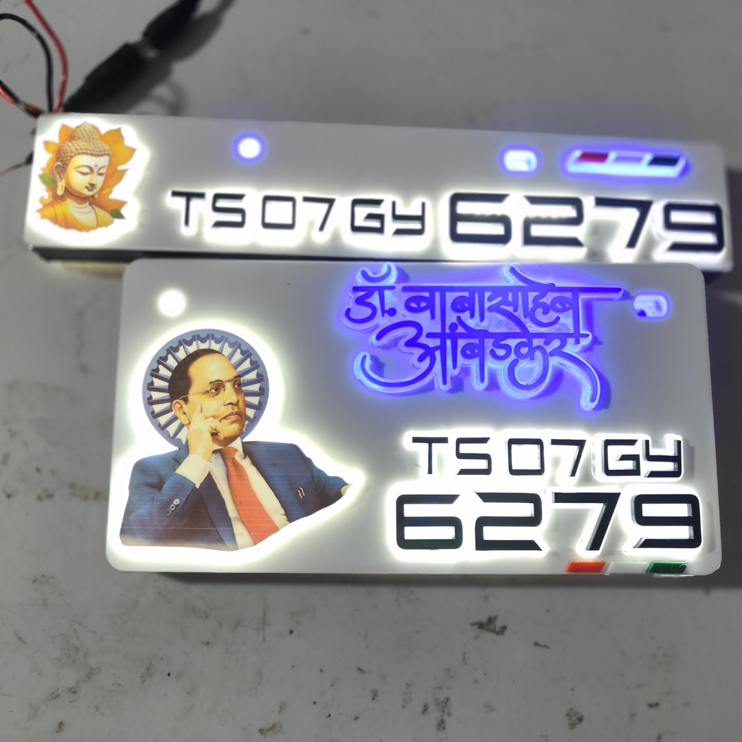 Dr.BR Ambedkar Lighting 3D Number Plate