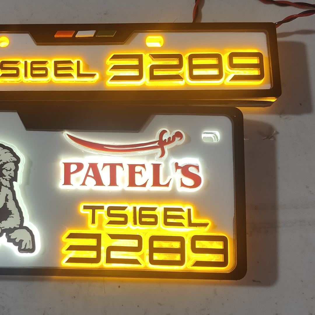 Patel's Lighting 3D Number Plate