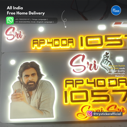 Pavan Kalyan Lighting 3D Number Plate
