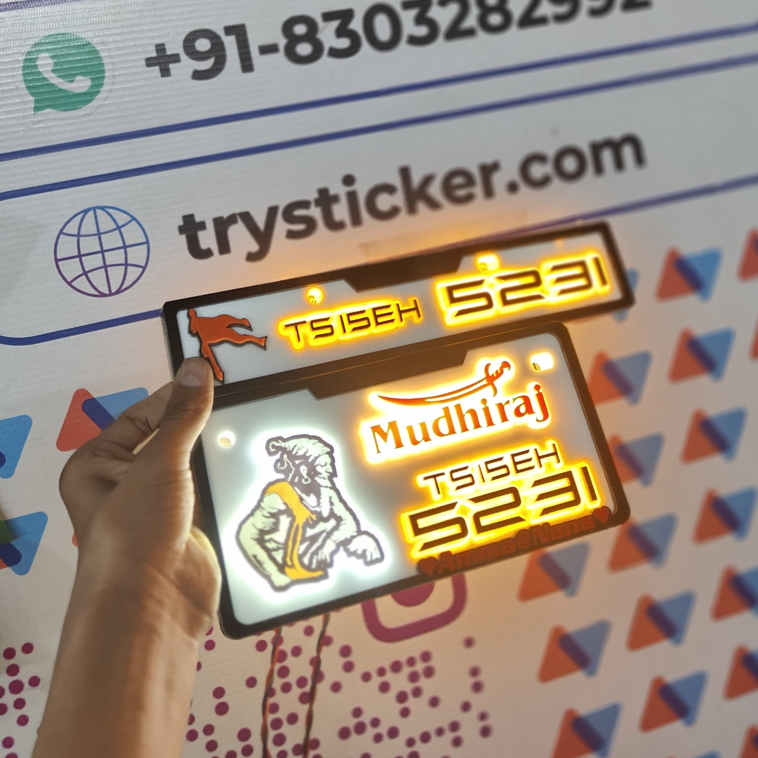 Mudhiraj LED Lighting 3D Number Plate