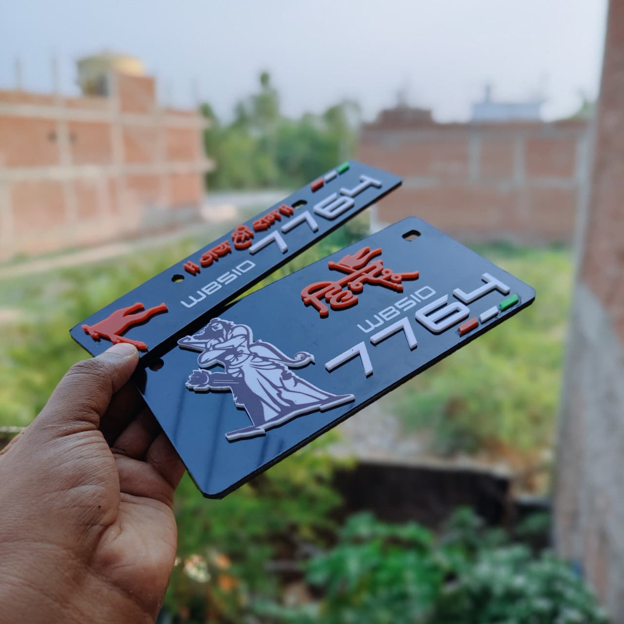 Premium 3D Shri Ram Stylish Bike Plate | Black