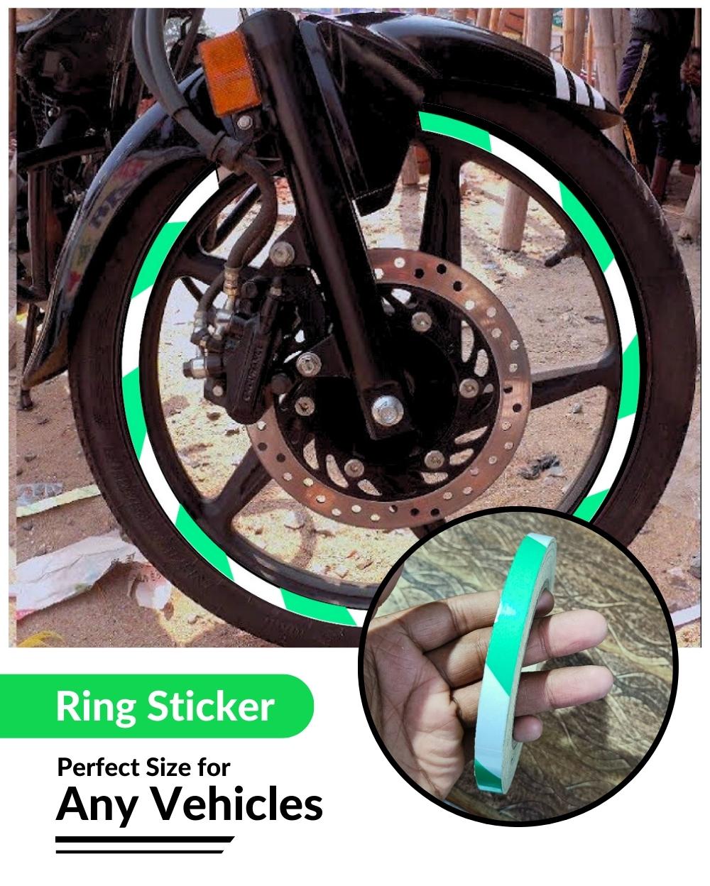 Bike Ring Creative Vinyl Radium Sticker ( Parrot Green & White Color )