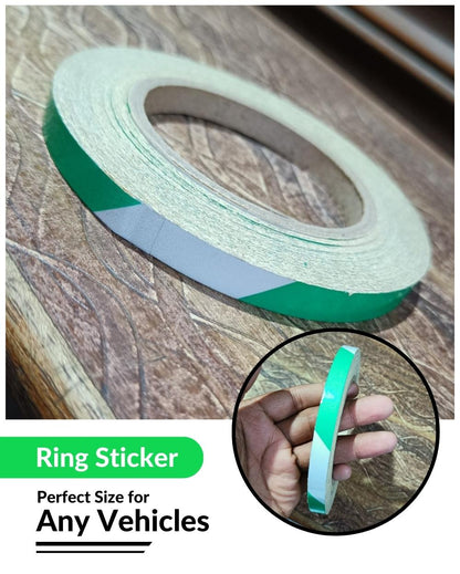 Bike Ring Creative Vinyl Radium Sticker ( Parrot Green & White Color )