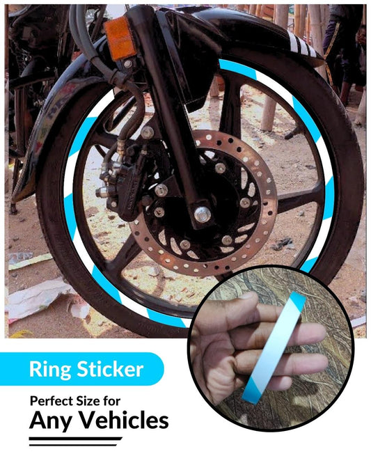 Bike Ring Creative Vinyl Radium Sticker ( Sky Blue & White Color )