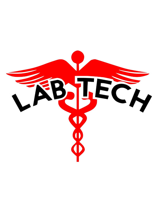 Lab Tech Doctor logo Stylish Creative Vinyl Radium Sticker ( Red Black )