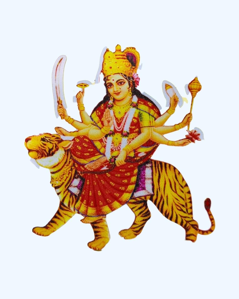 Maa Durga Print Vinyl Radium Sticker / Durga Mata